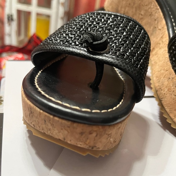 Donald J. Pliner “Sillir” Black Woven Cork Wedges - Picture 4 of 11
